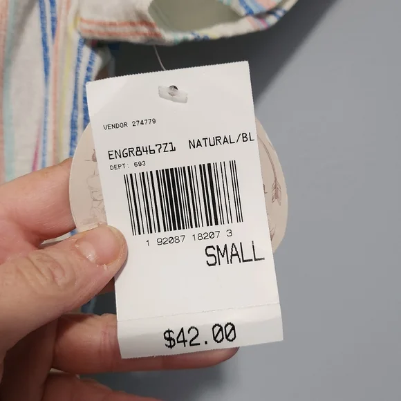 GYPSIES MOONDUST Womens Romper Small Natural Stripe Coastal Boho NEW - Picture 10 of 12